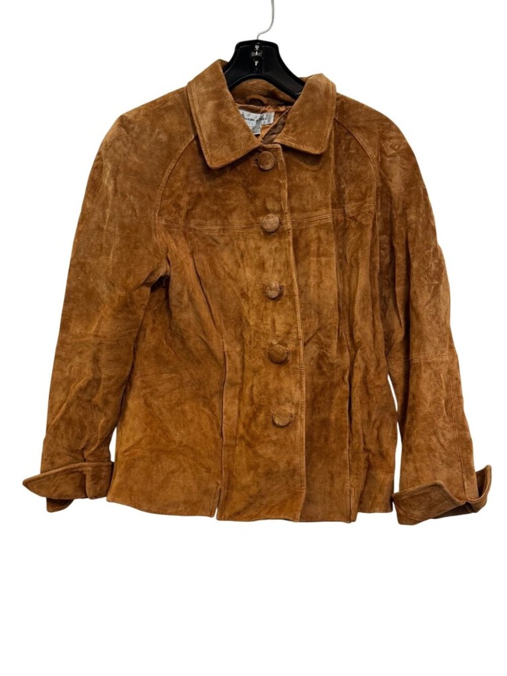 Preston & York Womens Brown Genuine Leather Jacket Size Large Button Front